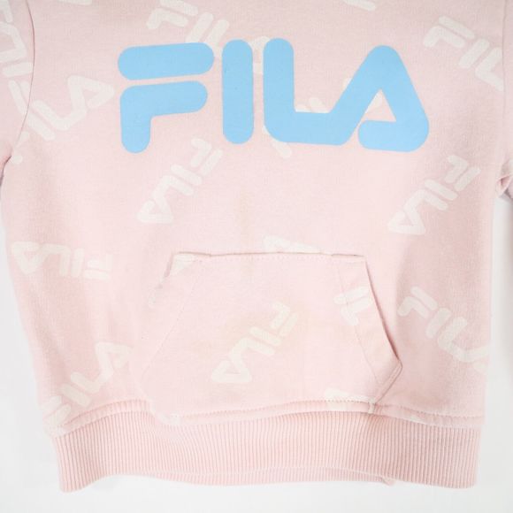 Fila Kids Pastel Pink Hoodie with Fila Logo in Blue & White Graphic Size 2T - Picture 4 of 14